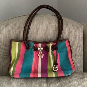 Brighton Fabric and Brown Leather Handbag